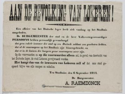 1914-Lokeren aankondiging van de burgemeester Raemdonck